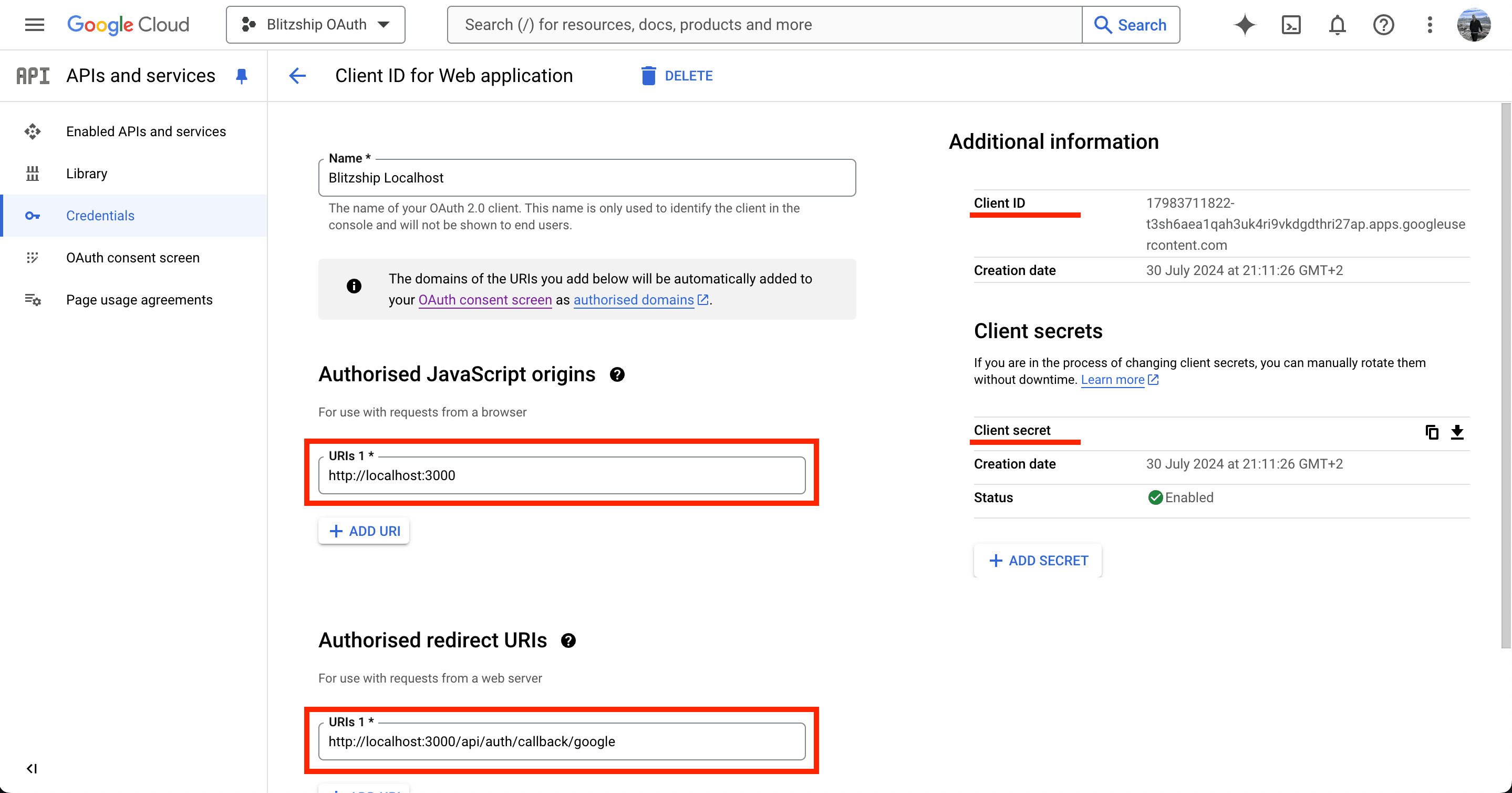 Google Localhost