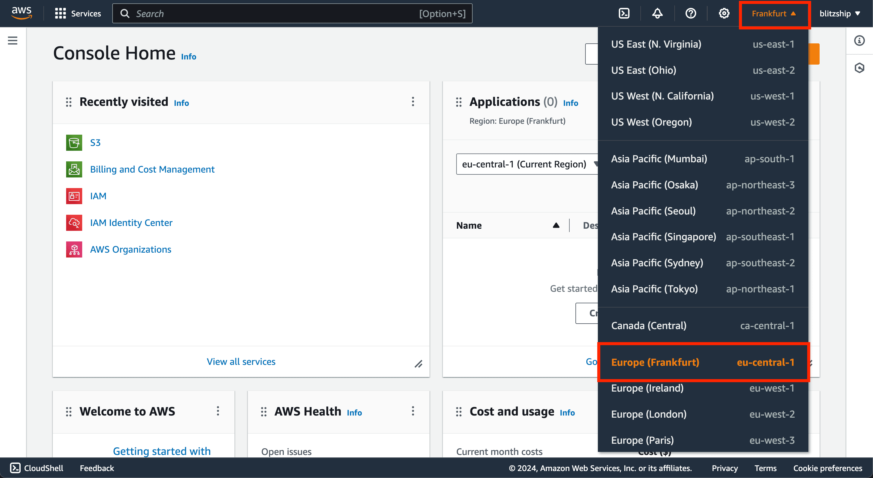 Select AWS Region